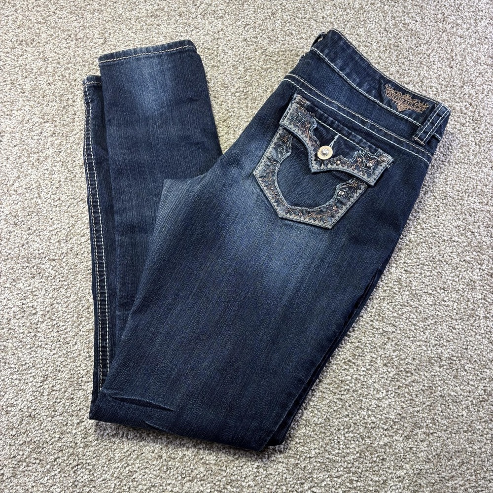 Hydraulic Jeans Women's 34 Blue Dark Wash Bailey Super Skinny Embellished‎